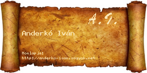 Anderkó Iván névjegykártya